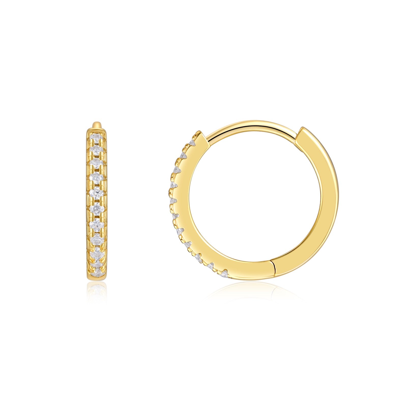 Luce Moissanite Huggie Hoop Earrings in Gold-Tone Sterling Silver