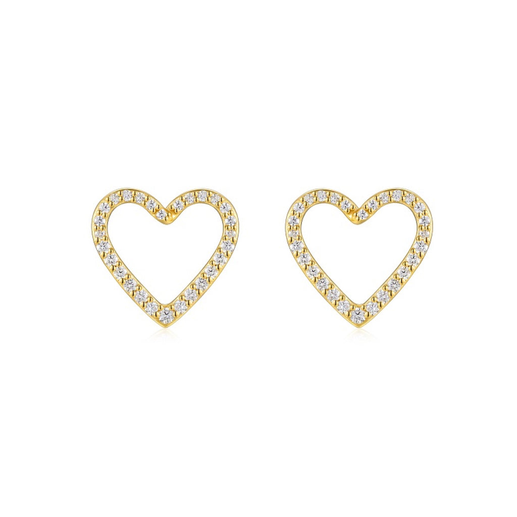 Amore Moissanite Heart Stud Earrings in Gold-Tone Sterling Silver