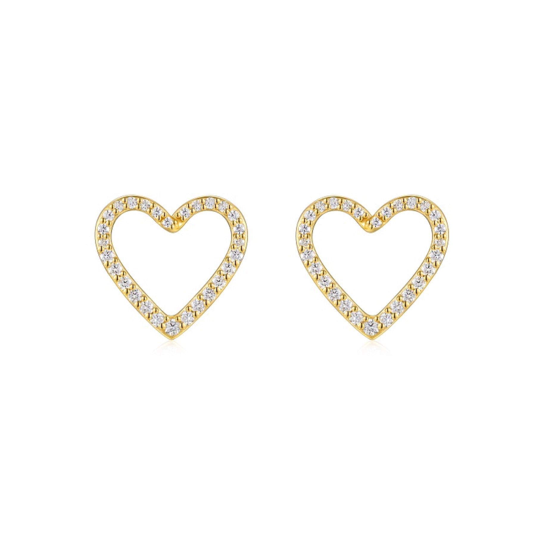 Amore Moissanite Heart Stud Earrings in Gold-Tone Sterling Silver