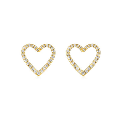 Amore Moissanite Heart Stud Earrings in Gold-Tone Sterling Silver