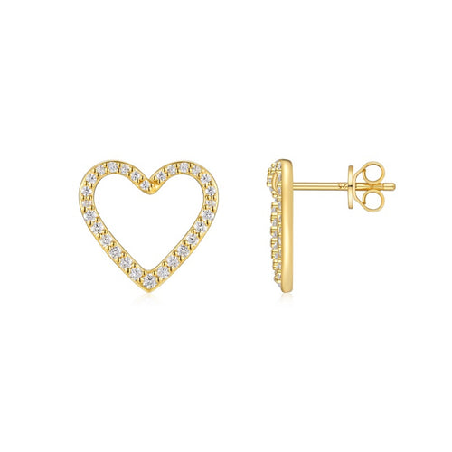 Amore Moissanite Heart Stud Earrings in Gold-Tone Sterling Silver