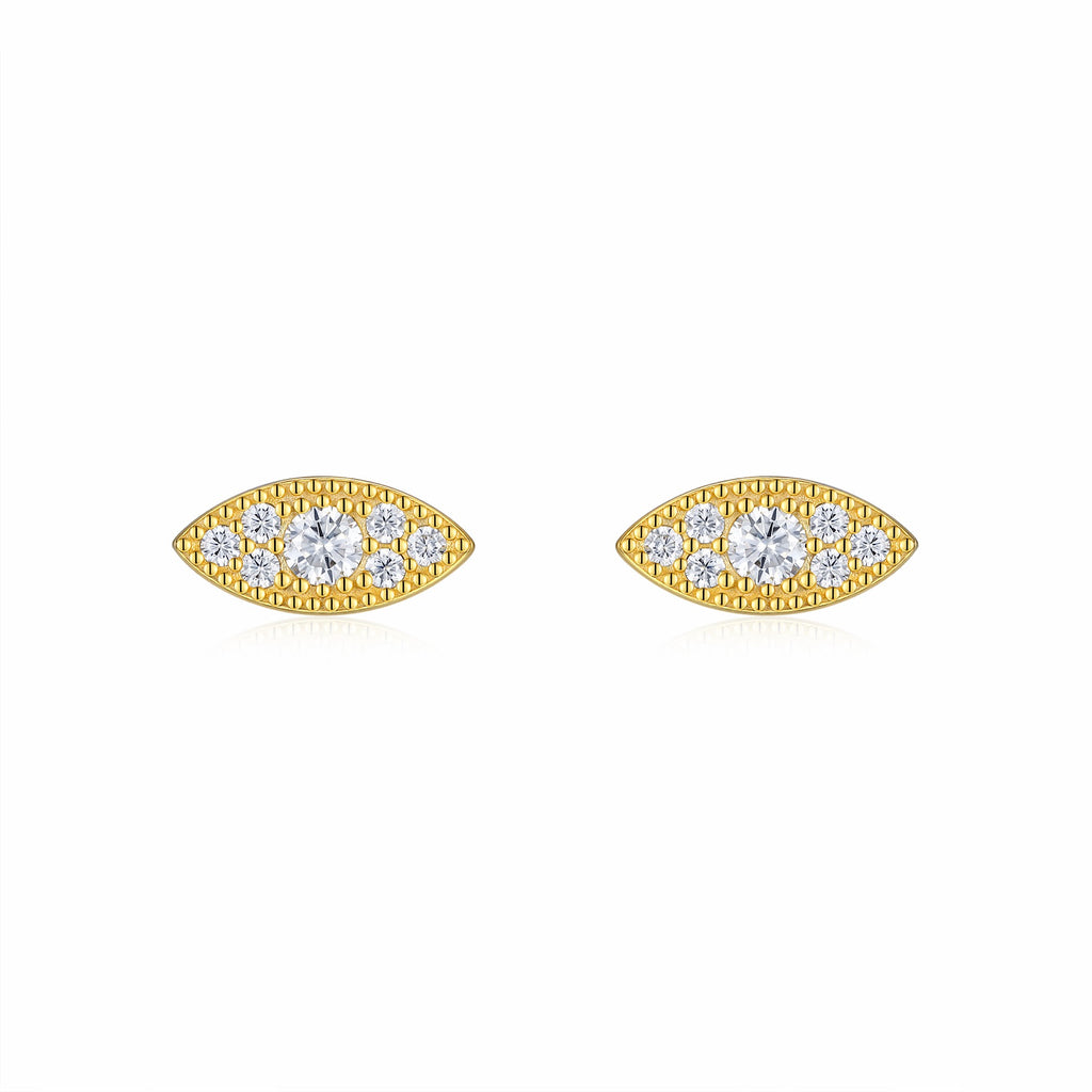 Occhio Moissanite Stud Earrings in Gold-Tone Sterling Silver