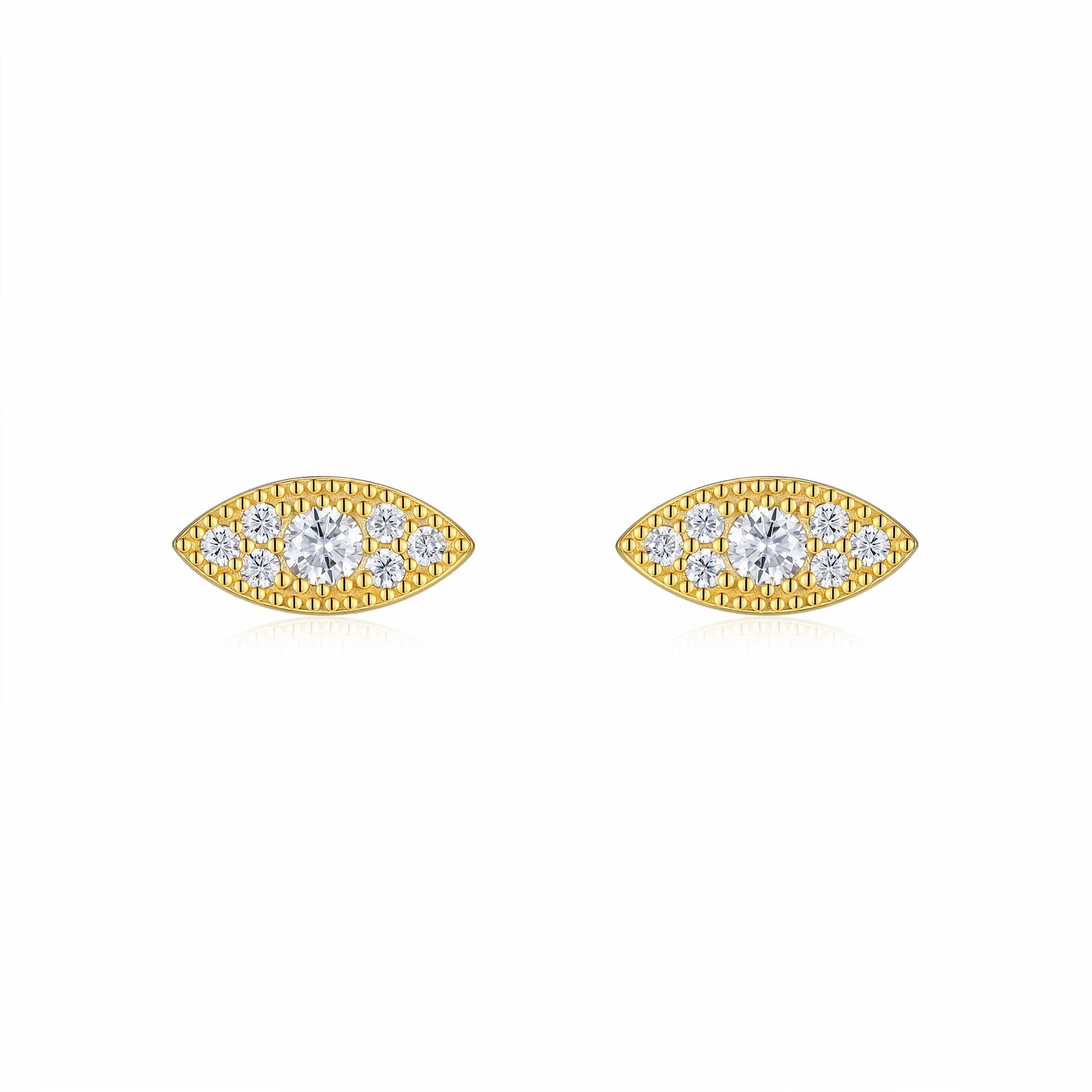 Occhio Moissanite Stud Earrings in Gold-Tone Sterling Silver