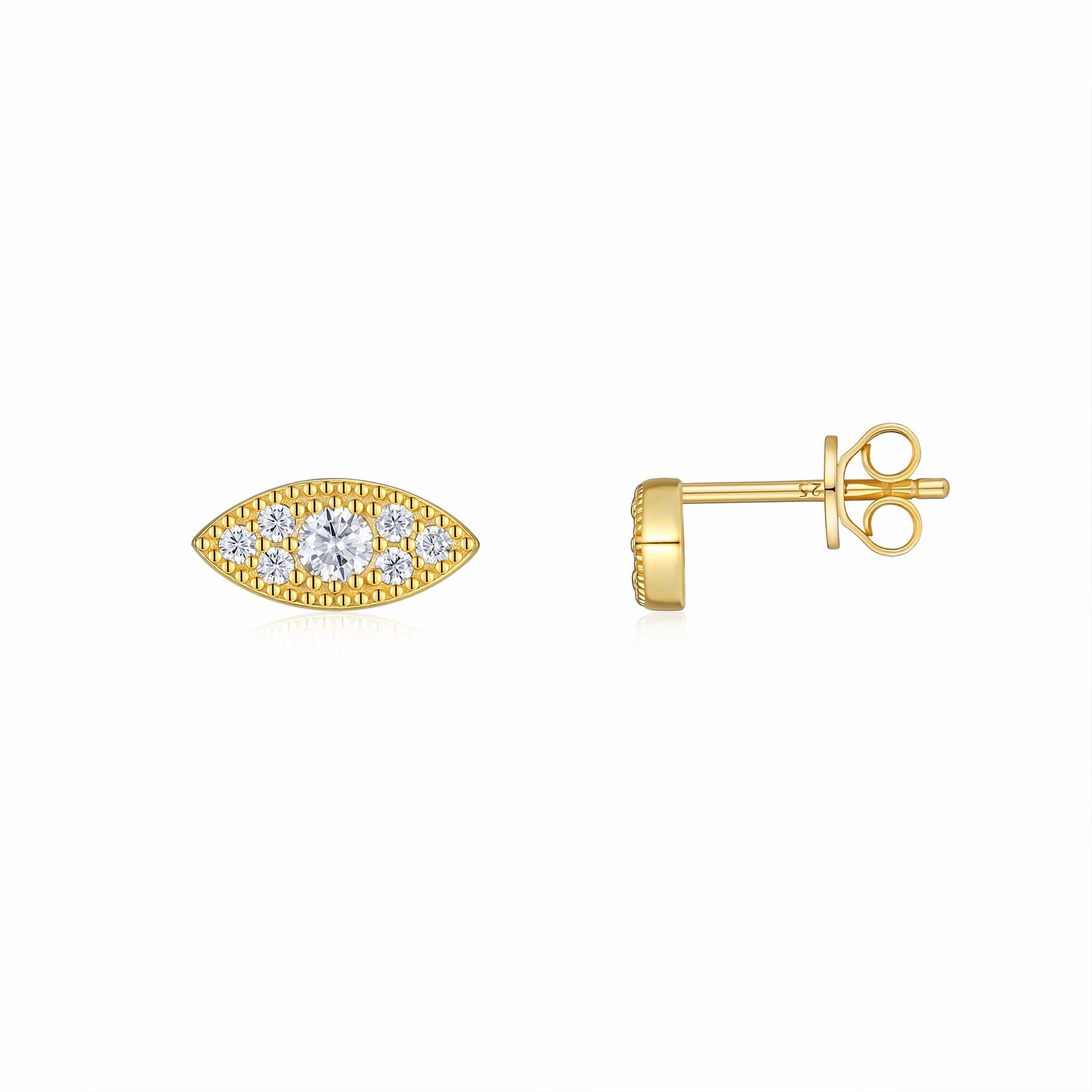 Occhio Moissanite Stud Earrings in Gold-Tone Sterling Silver