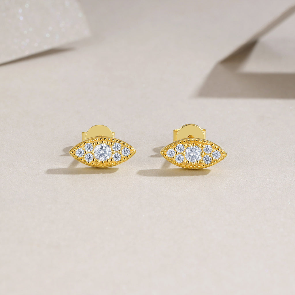 Occhio Moissanite Stud Earrings in Gold-Tone Sterling Silver
