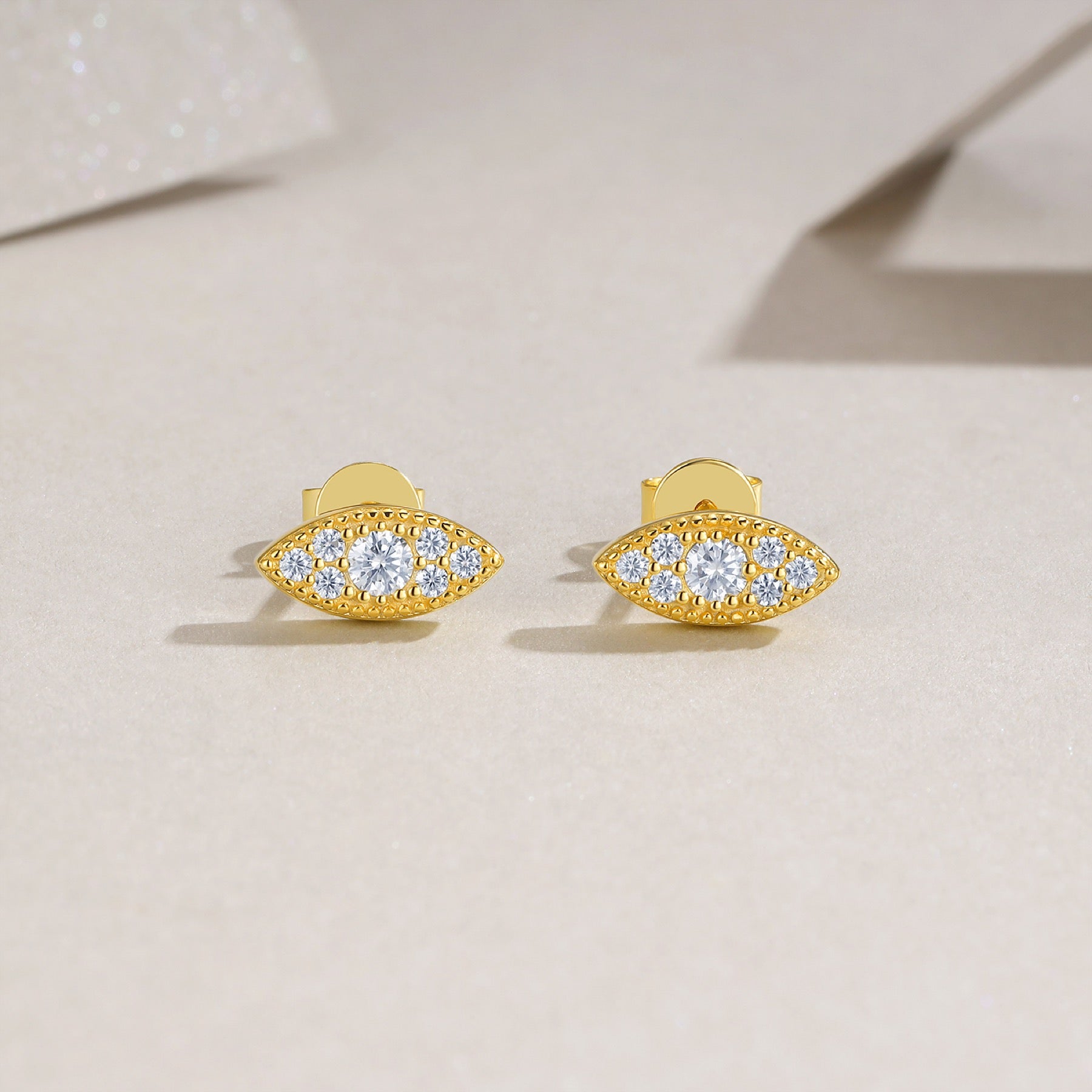 Occhio Moissanite Stud Earrings in Gold-Tone Sterling Silver