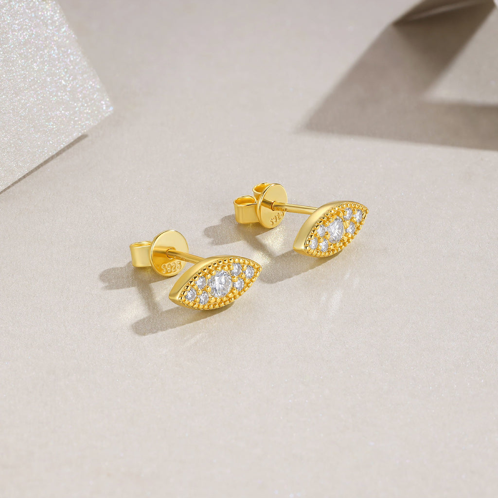 Occhio Moissanite Stud Earrings in Gold-Tone Sterling Silver