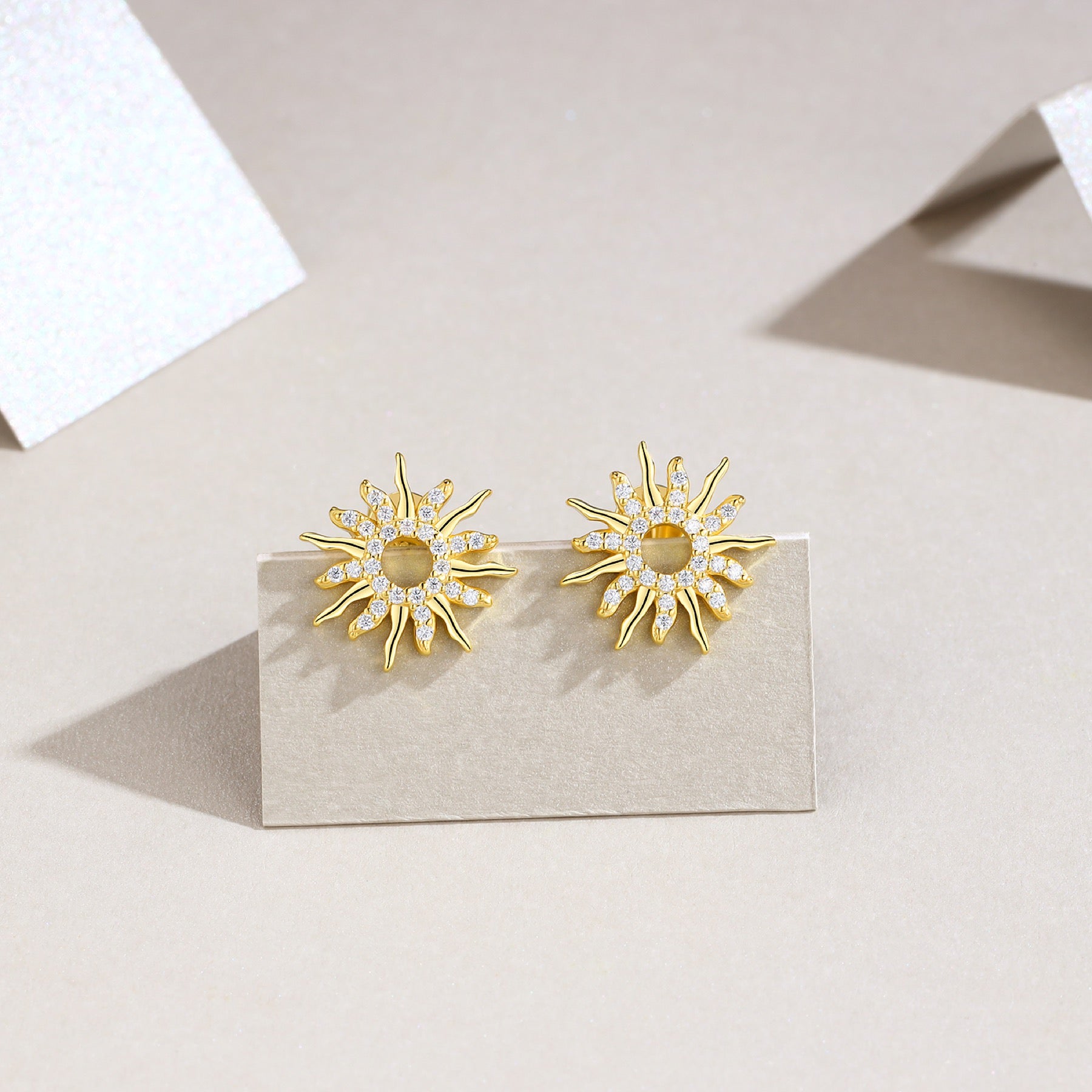 Raggio Moissanite Star Stud Earrings in Gold-Tone Sterling Silver