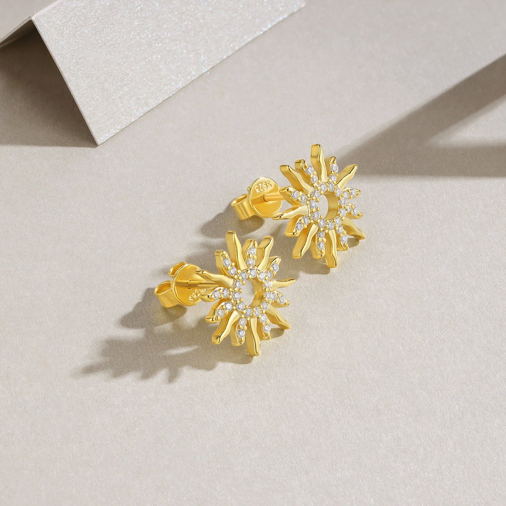 Raggio Moissanite Star Stud Earrings in Gold-Tone Sterling Silver
