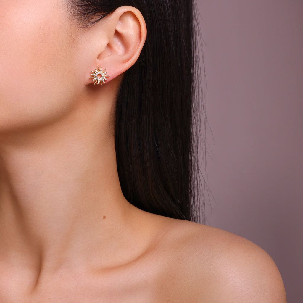 Raggio Moissanite Star Stud Earrings in Gold-Tone Sterling Silver