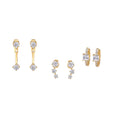 Gradino Moissanite Drop Stud Set Earrings in Gold-Tone Sterling Silver