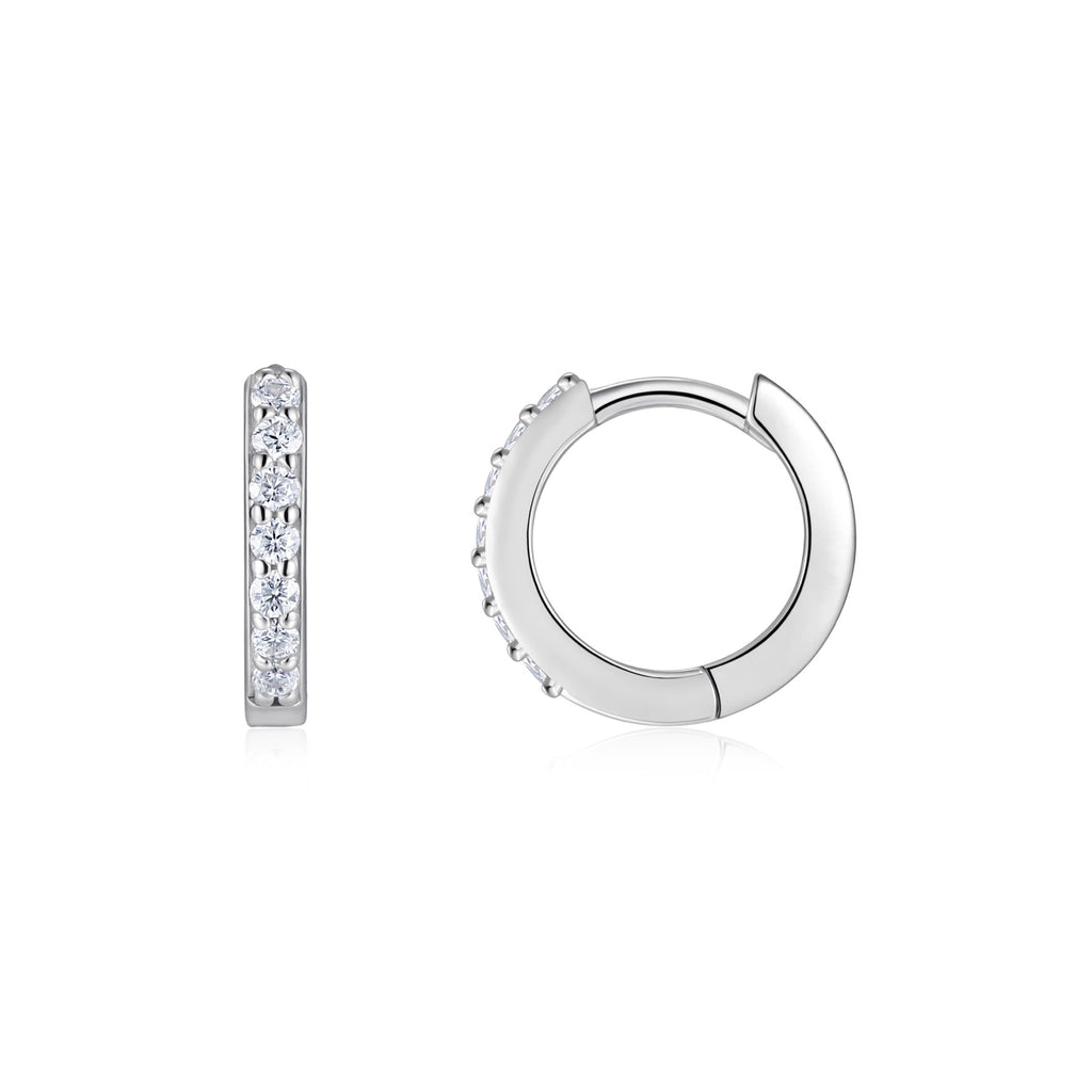 Filoro Moissanite Huggie Hoop Earrings in Sterling Silver