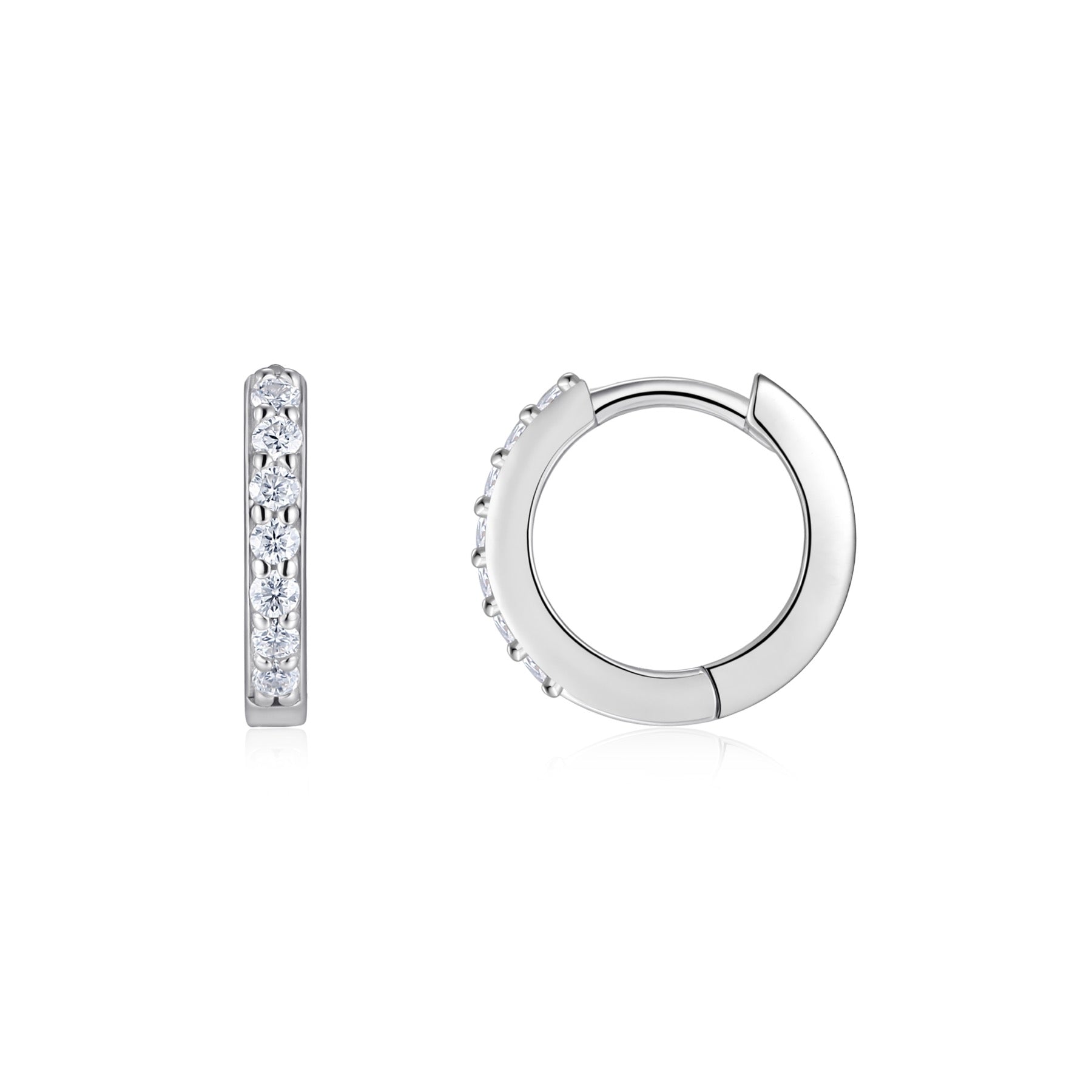 Filoro Moissanite Huggie Hoop Earrings in Sterling Silver