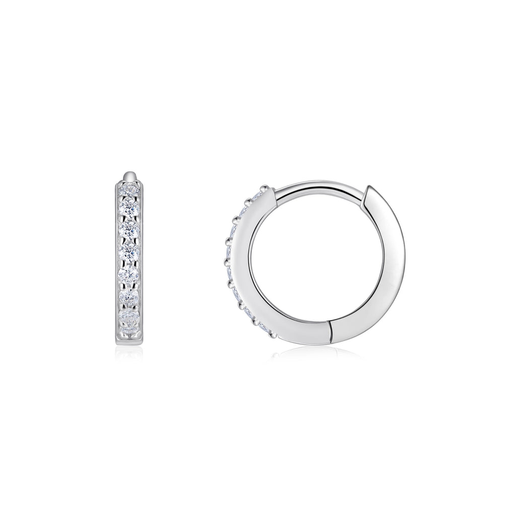 Filoro Moissanite Huggie Hoop Earrings in Sterling Silver