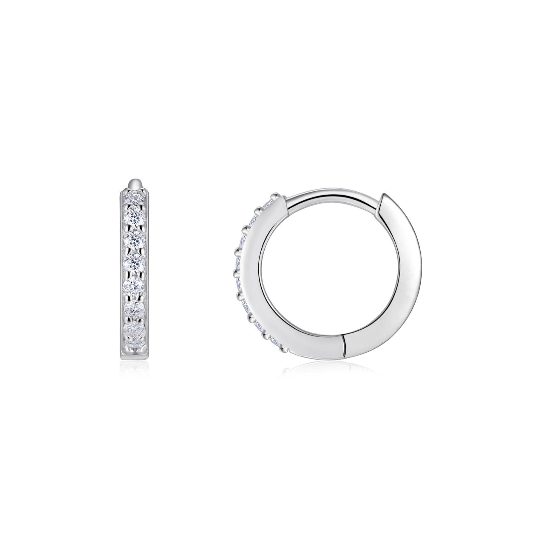 Filoro Moissanite Huggie Hoop Earrings in Sterling Silver