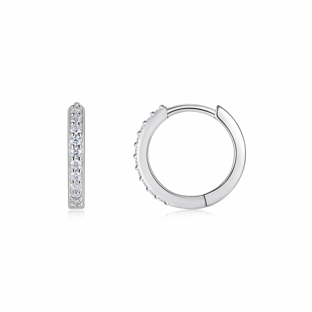 Filoro Moissanite Huggie Hoop Earrings in Sterling Silver