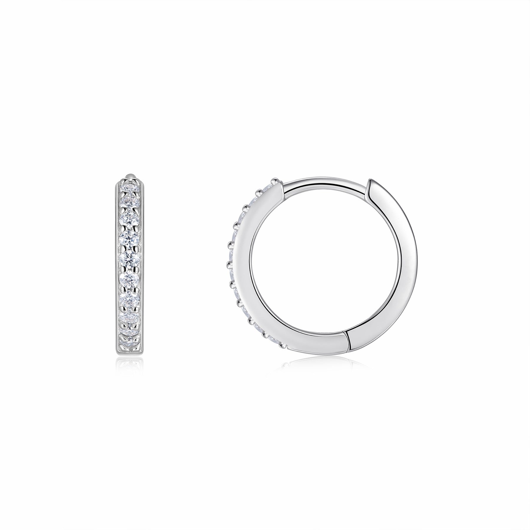 Filoro Moissanite Huggie Hoop Earrings in Sterling Silver