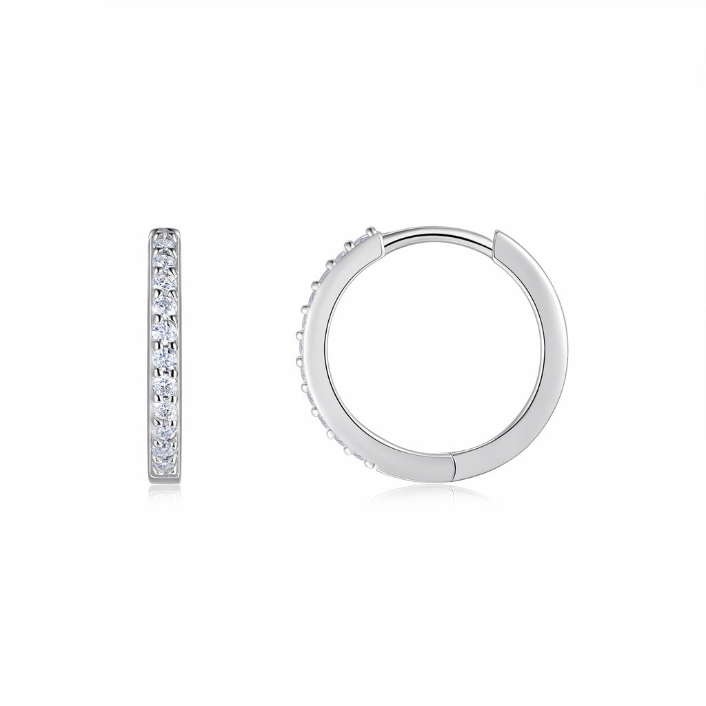 Filoro Moissanite Huggie Hoop Earrings in Sterling Silver