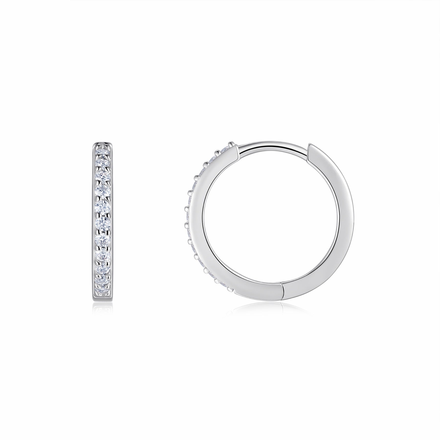 Filoro Moissanite Huggie Hoop Earrings in Sterling Silver