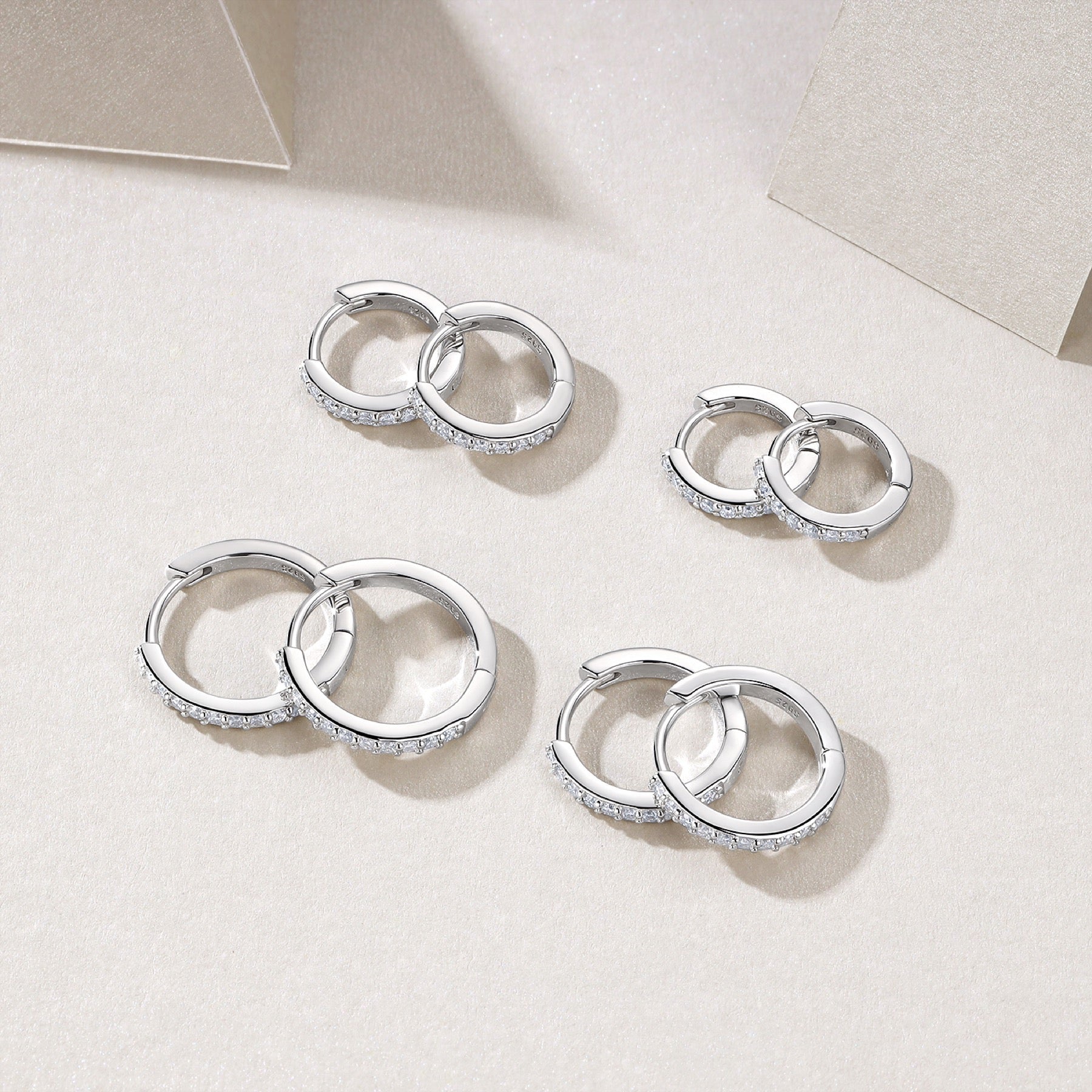 Filoro Moissanite Huggie Hoop Earrings in Sterling Silver