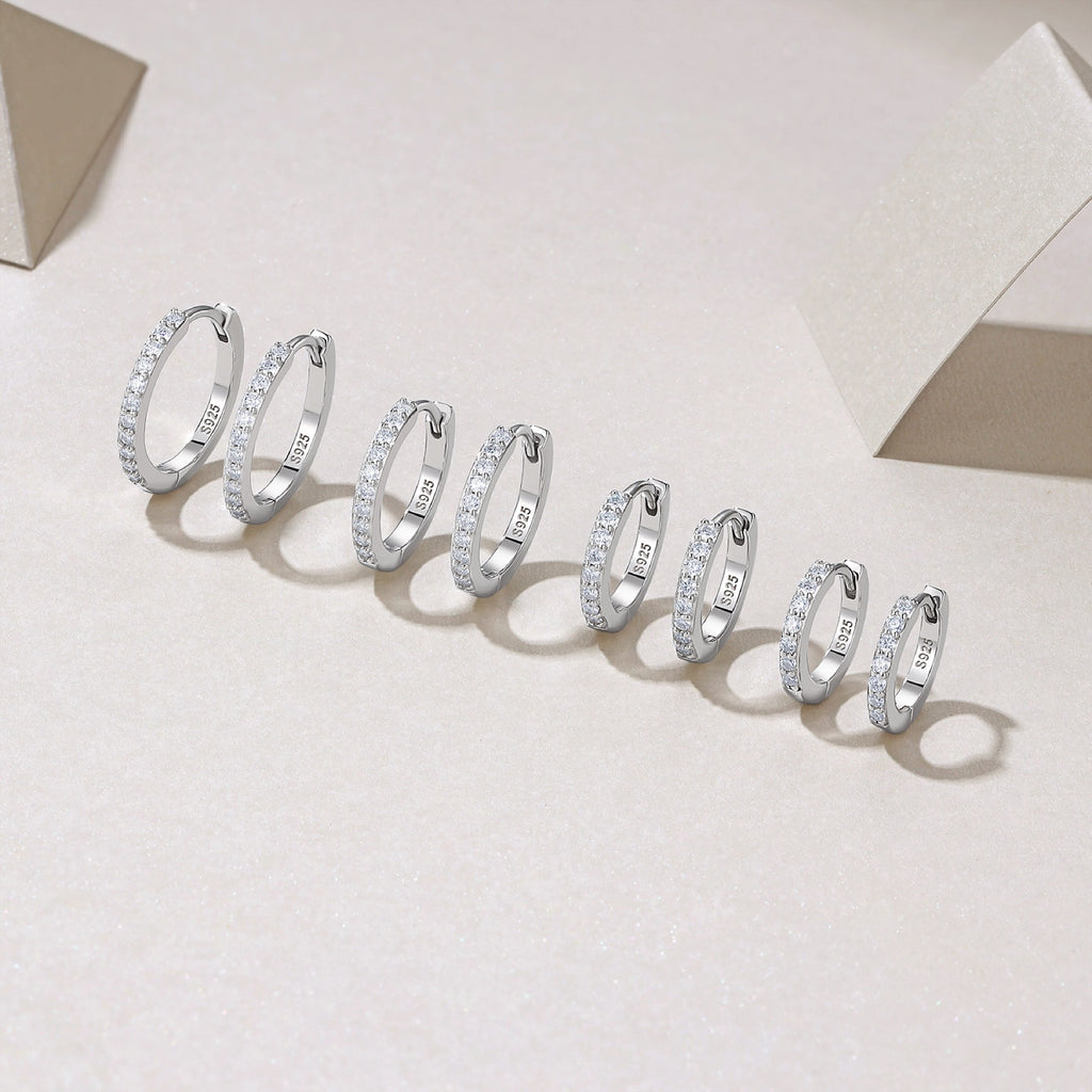 Filoro Moissanite Huggie Hoop Earrings in Sterling Silver