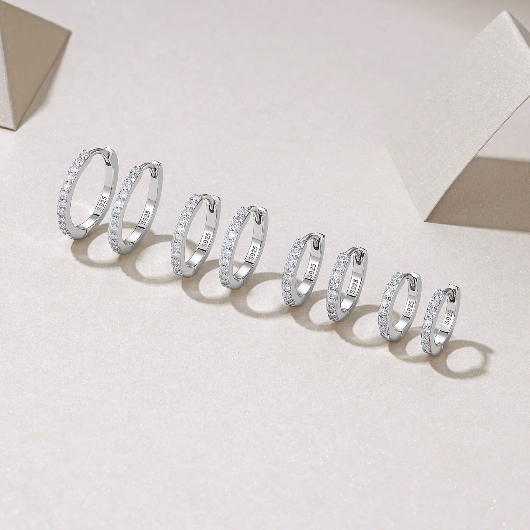 Filoro Moissanite Huggie Hoop Earrings in Sterling Silver