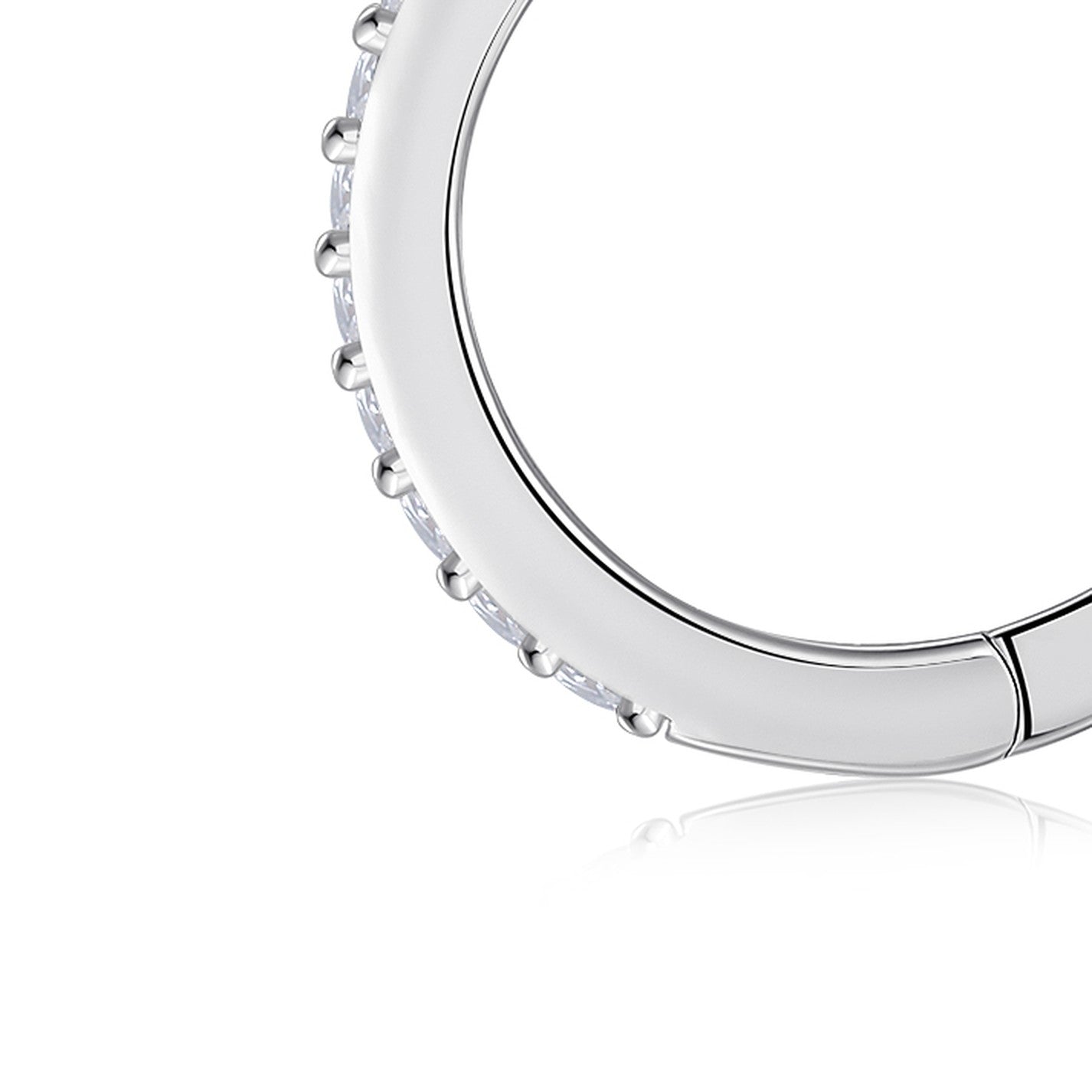 Rima Moissanite Huggie Hoop Earrings in Sterling Silver — detail