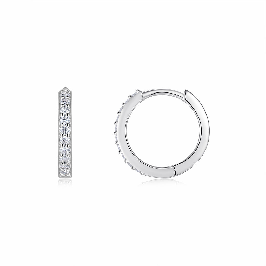 Rima Moissanite Huggie Hoop Earrings in Sterling Silver