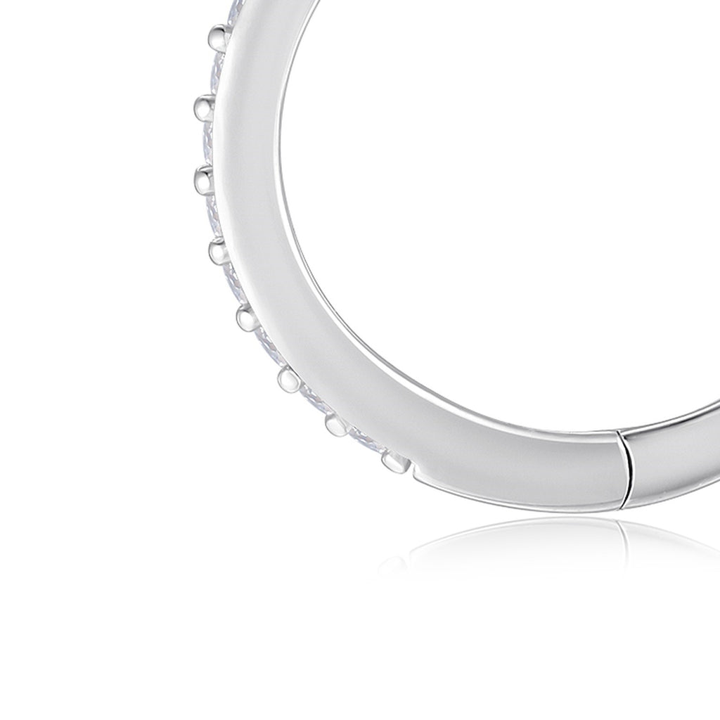 Solco Moissanite Huggie Hoop Earrings in Sterling Silver — detail