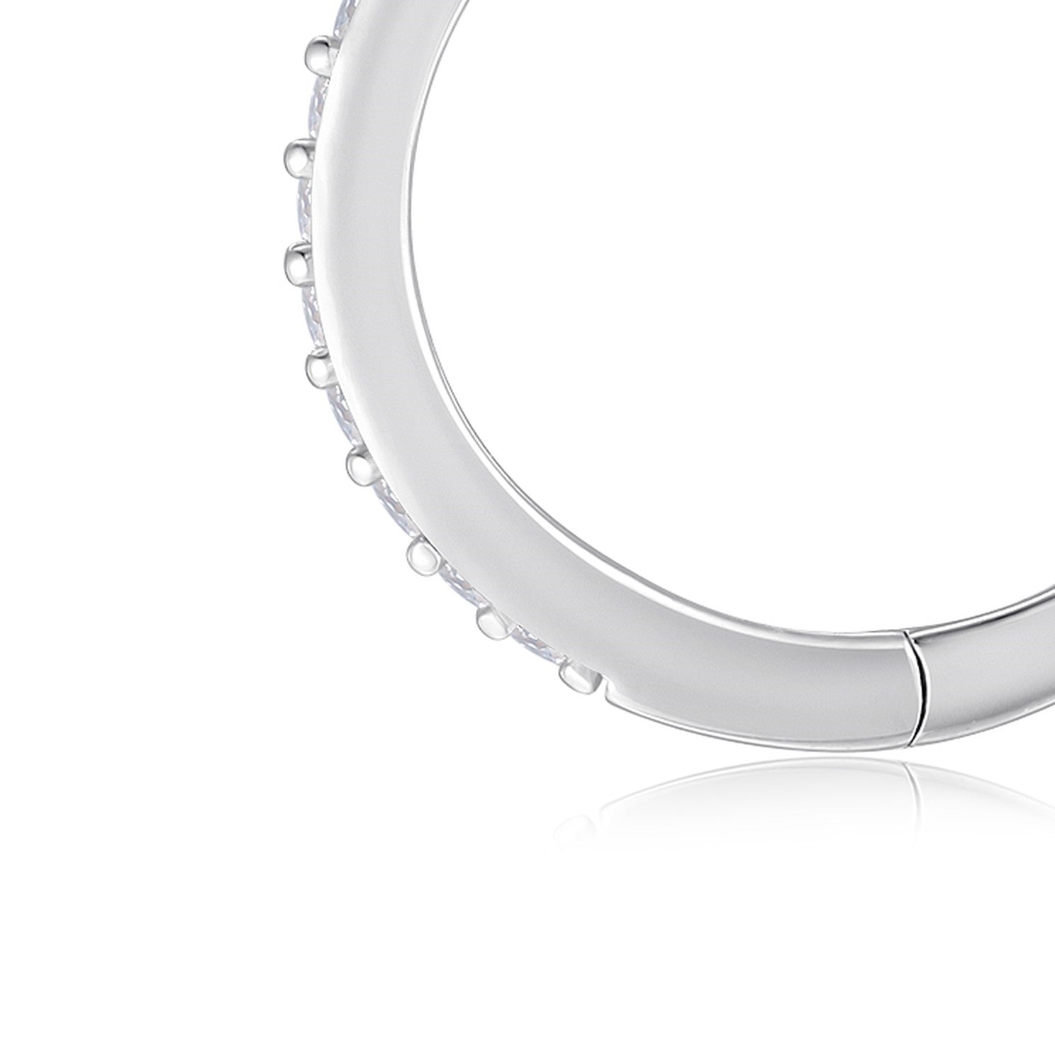 Solco Moissanite Huggie Hoop Earrings in Sterling Silver — detail