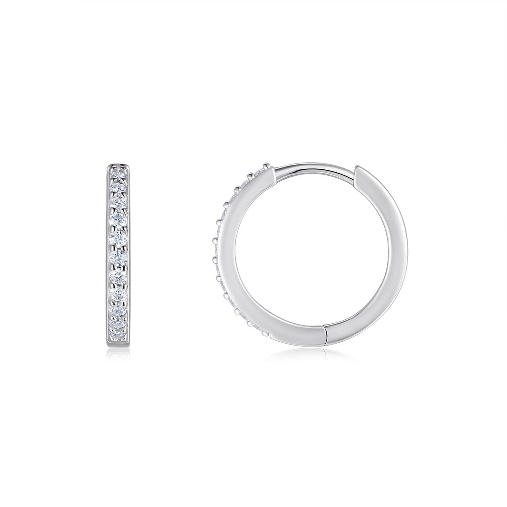 Solco Moissanite Huggie Hoop Earrings in Sterling Silver