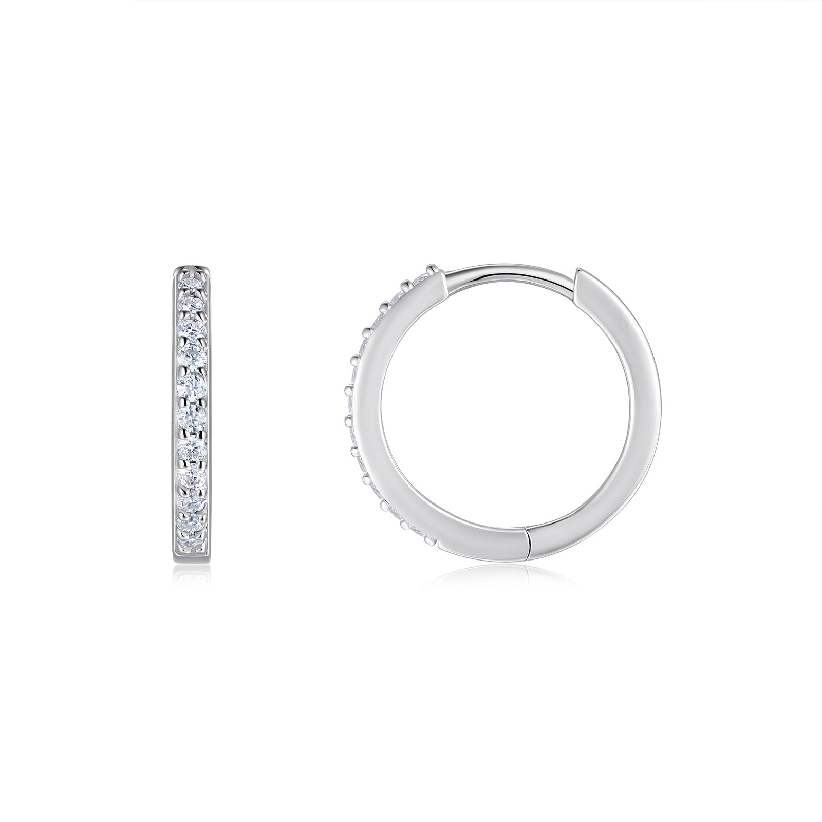 Solco Moissanite Huggie Hoop Earrings in Sterling Silver