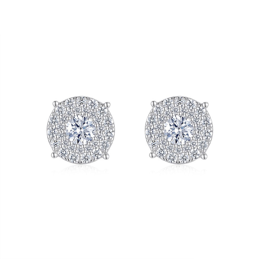 Radiale Moissanite Halo Stud Earrings in Sterling Silver