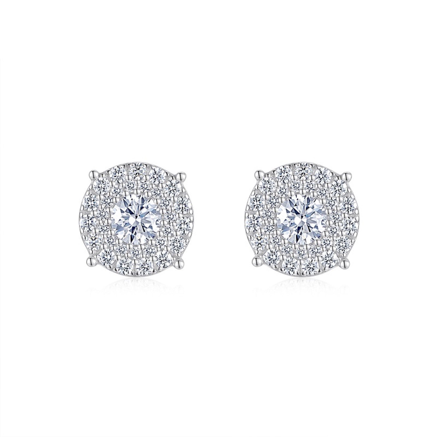 Radiale Moissanite Halo Stud Earrings in Sterling Silver