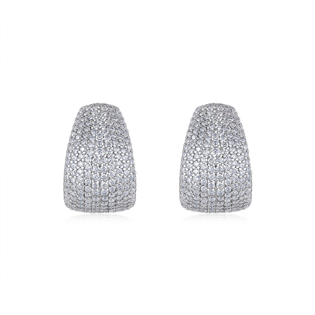 Cupola Moissanite Half-Hoop Stud Earrings in Sterling Silver