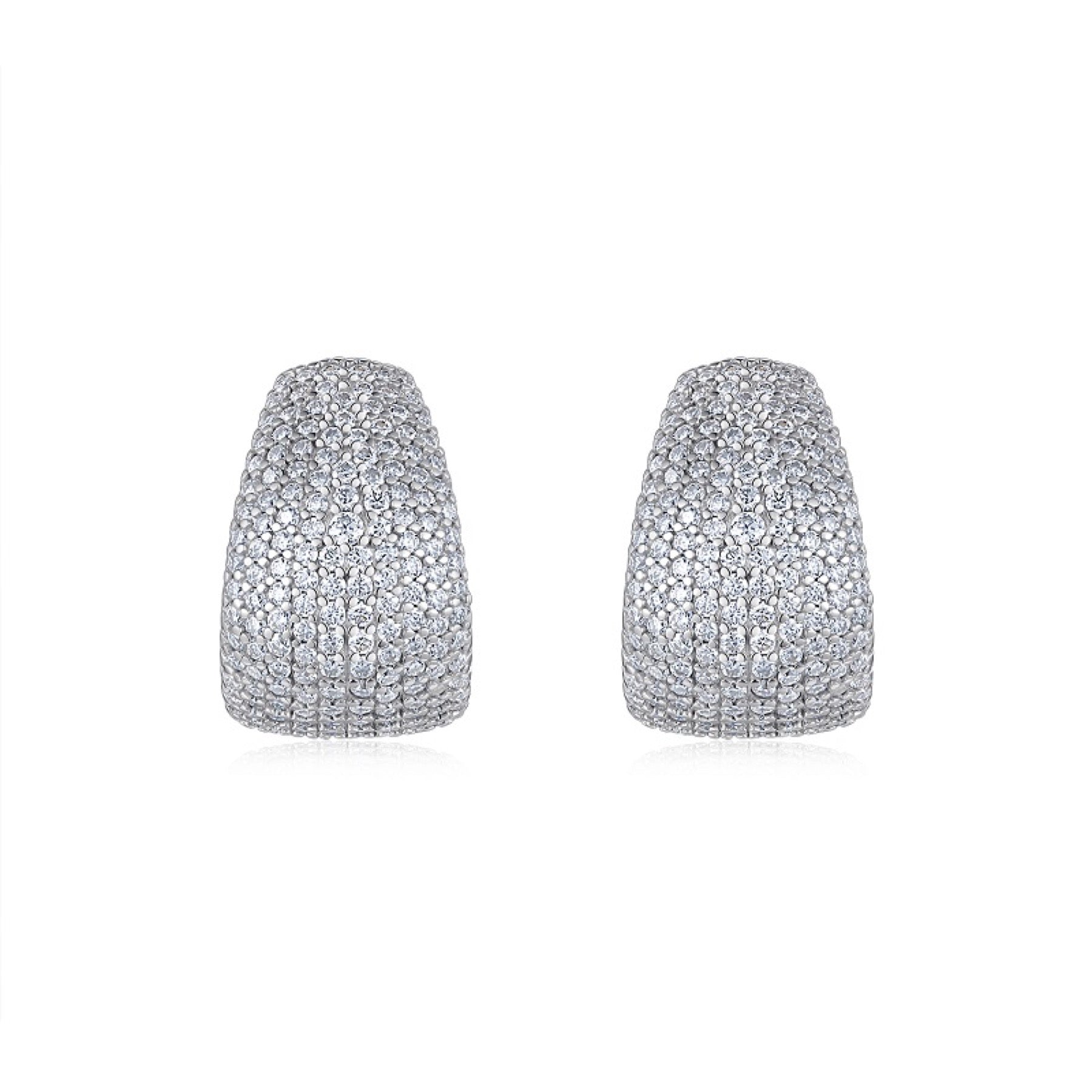 Cupola Moissanite Half-Hoop Stud Earrings in Sterling Silver