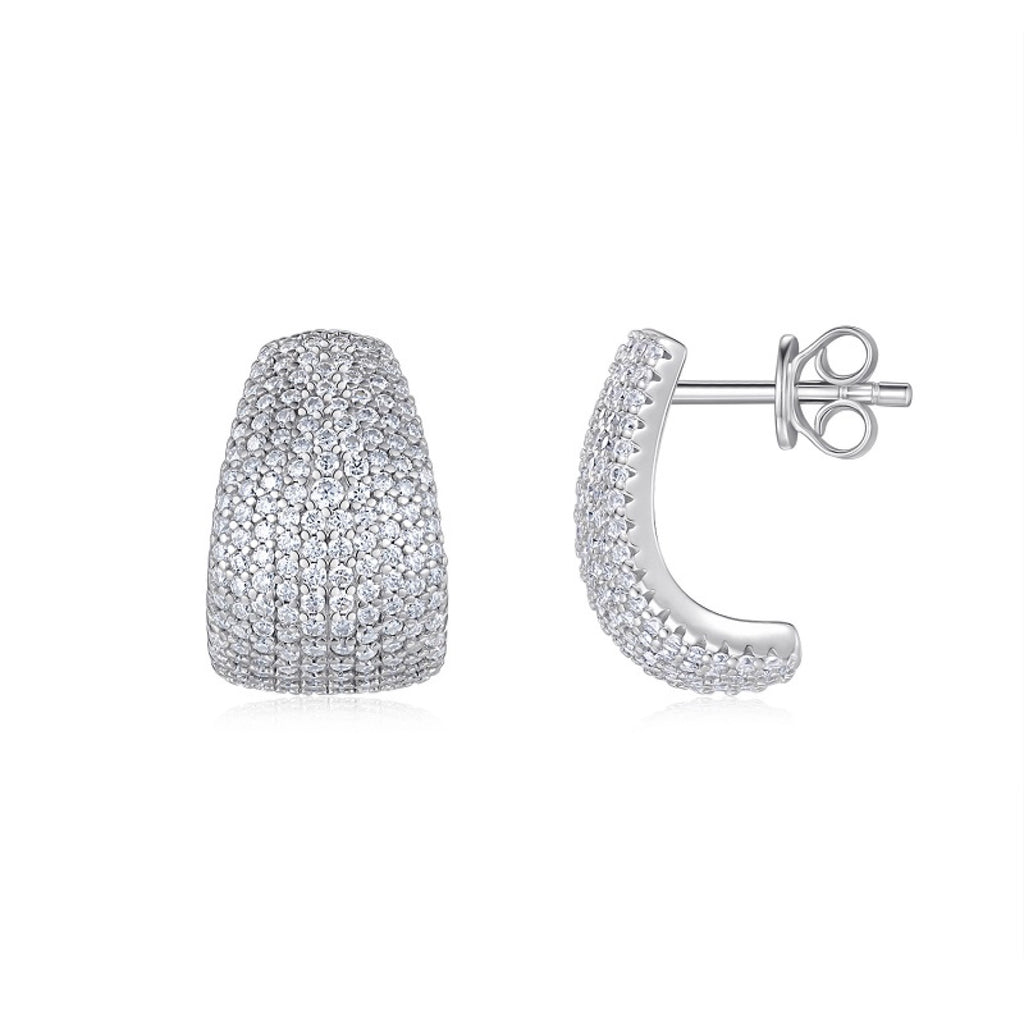 Cupola Moissanite Half-Hoop Stud Earrings in Sterling Silver