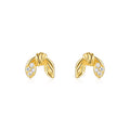 Foglie Moissanite Leaf Stud Earrings in Gold-Tone Sterling Silver