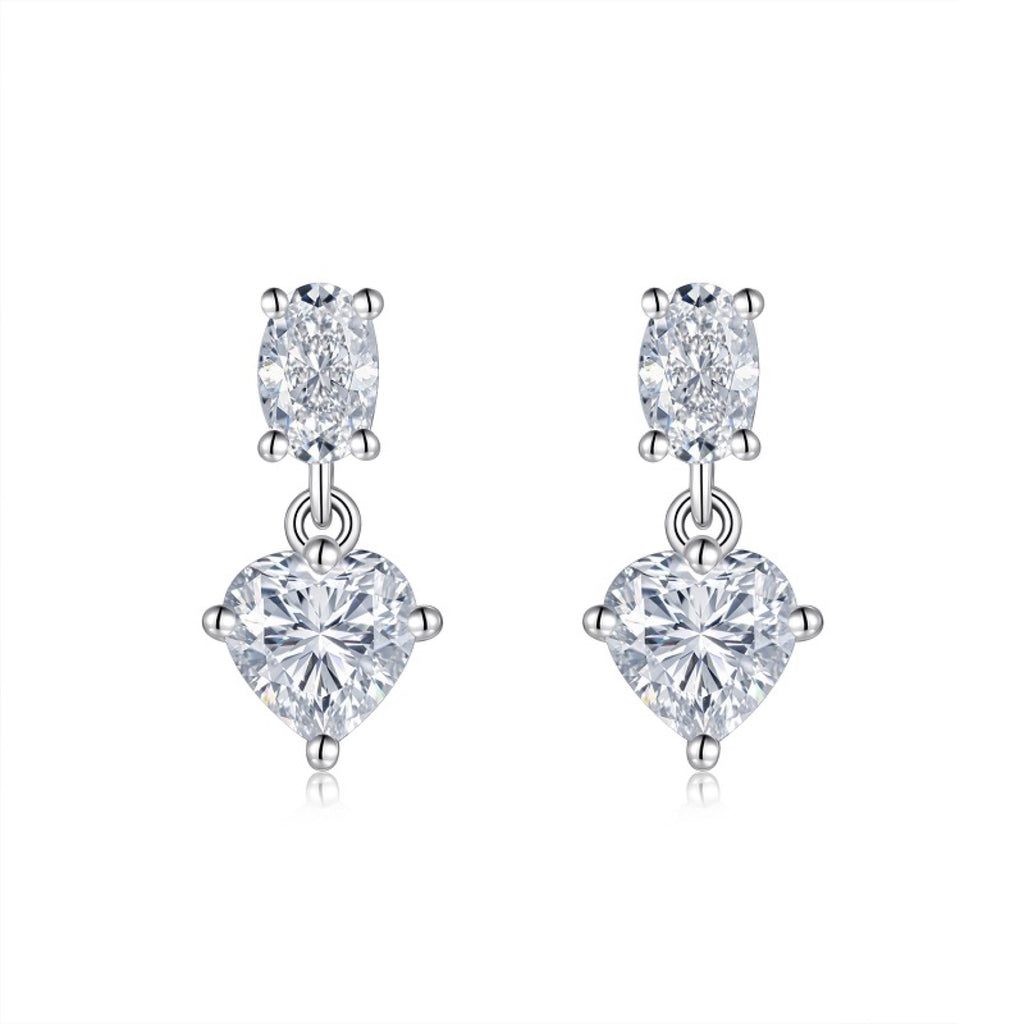 Duetto Moissanite Two-Stone Drop Earrings in Sterling Silver