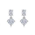 Duetto Moissanite Two-Stone Drop Earrings in Sterling Silver