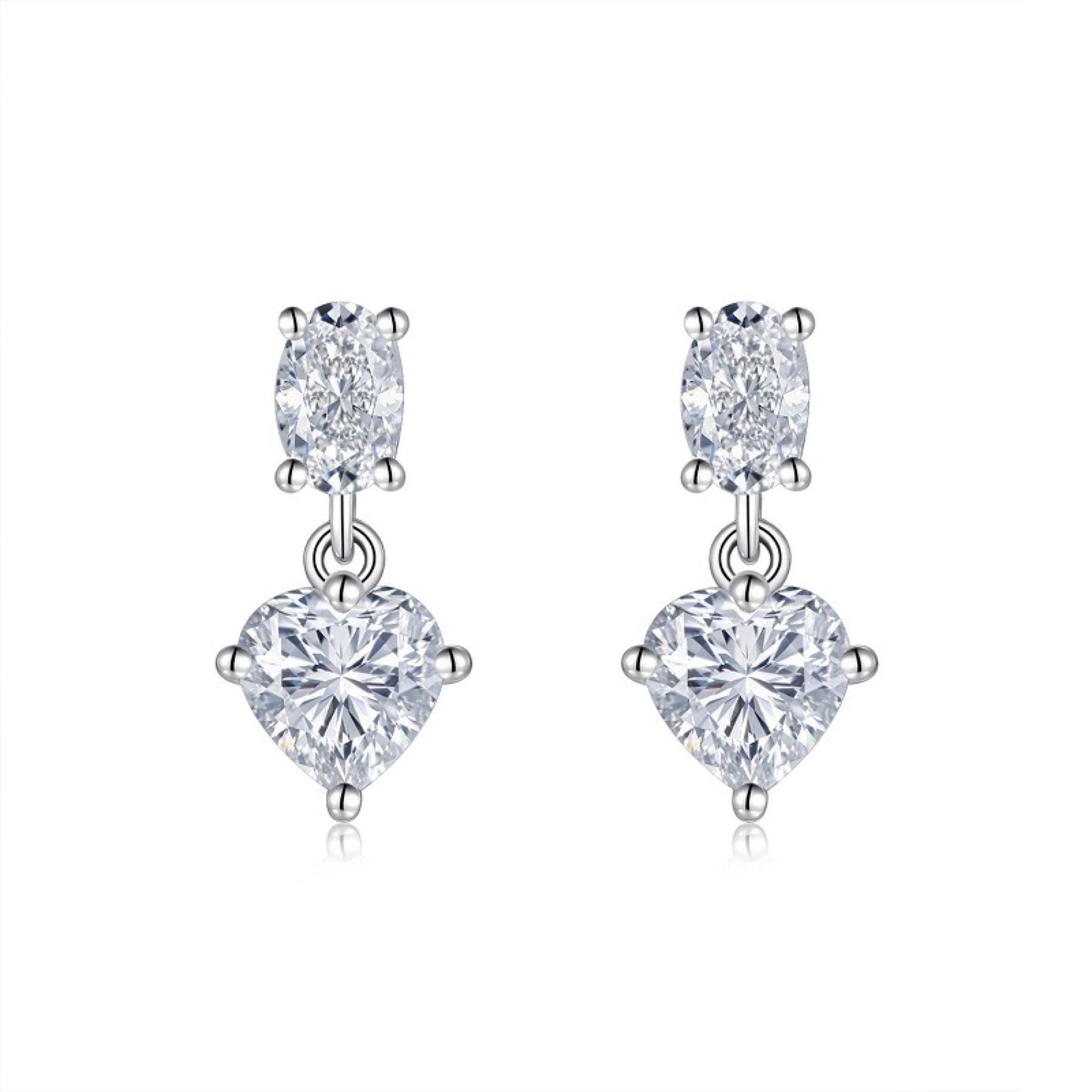 Duetto Moissanite Two-Stone Drop Earrings in Sterling Silver
