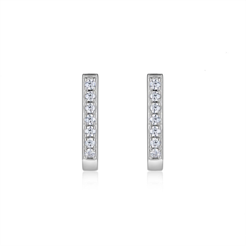 Arco Moissanite Huggie Hoop Earrings in Sterling Silver