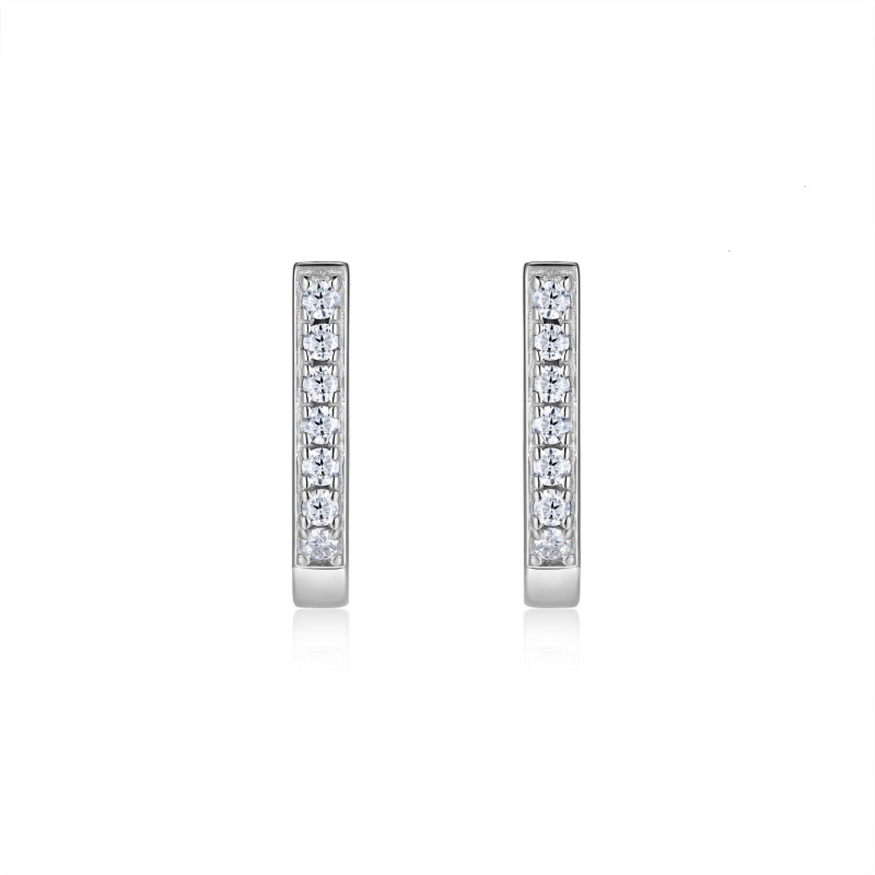 Arco Moissanite Huggie Hoop Earrings in Sterling Silver