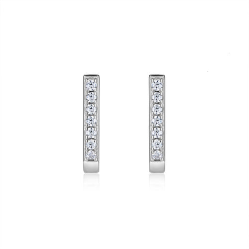 Arco Moissanite Huggie Hoop Earrings in Sterling Silver