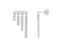 Cascata Moissanite Baguette Fringe Drop Earrings in Sterling Silver