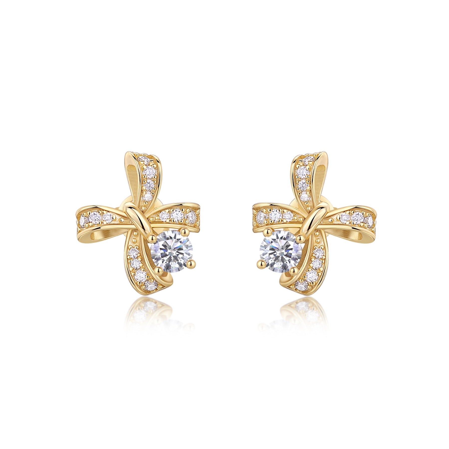 Fede Moissanite Cross Stud Earrings in Gold-Tone Sterling Silver
