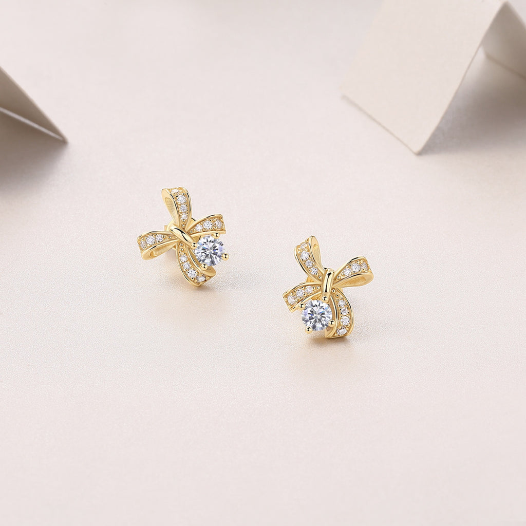 Fede Moissanite Cross Stud Earrings in Gold-Tone Sterling Silver