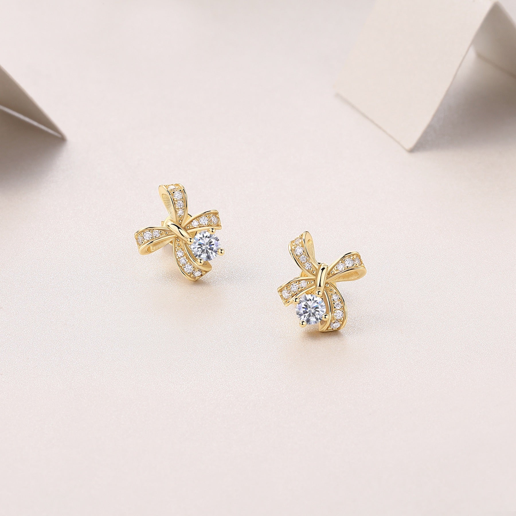 Fede Moissanite Cross Stud Earrings in Gold-Tone Sterling Silver