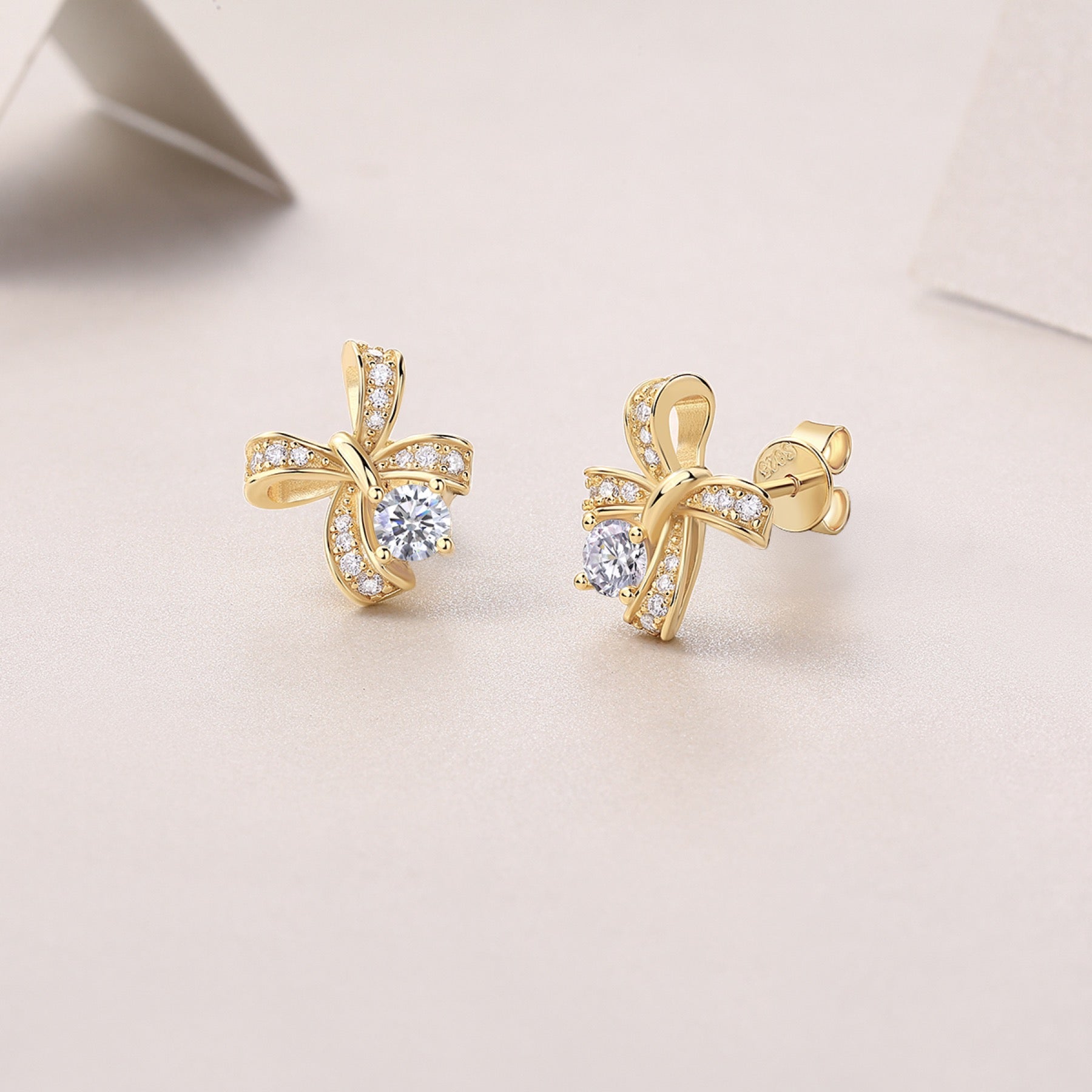 Fede Moissanite Cross Stud Earrings in Gold-Tone Sterling Silver