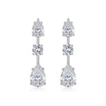 Rivolo Moissanite Three-Stone Drop Earrings in Sterling Silver